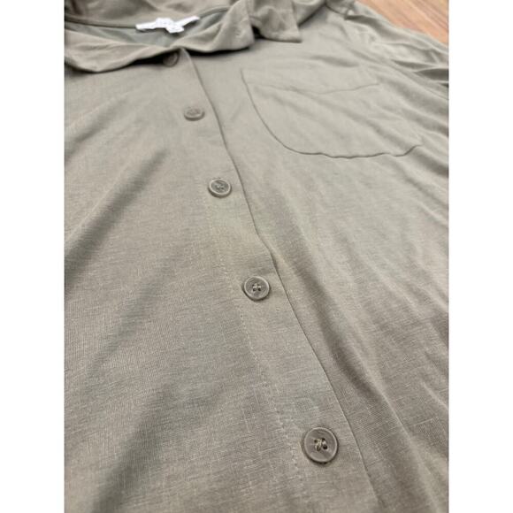 Jane + Delancey Button Down Shirt Green Button Sleeves Size M - Picture 3 of 8